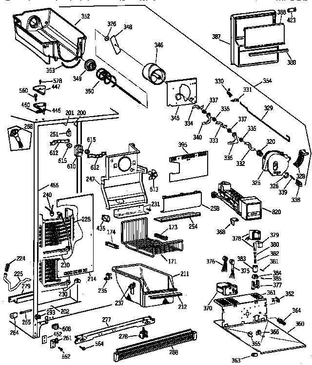 GE TFG22PRXDWW freezer section diagram