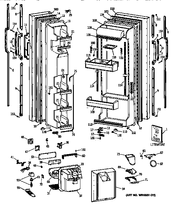 GE TFG25JRYDWW doors diagram