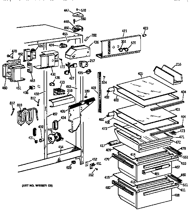 GE TFG25JRYDWW fresh food section diagram