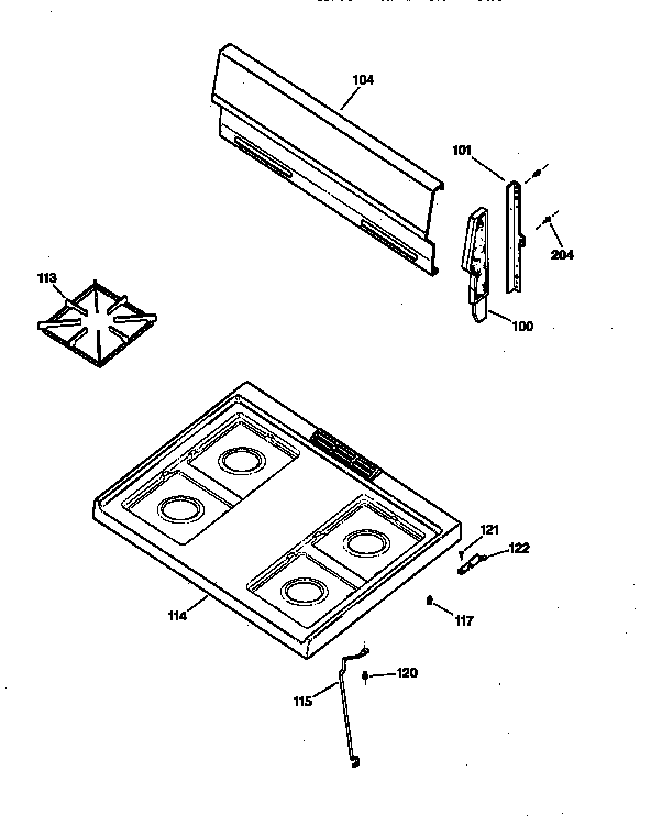 GE JGBS04BEW1WH cooktop diagram