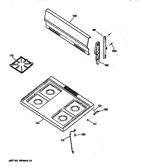 GE JGBS04PEW1WH cooktop diagram