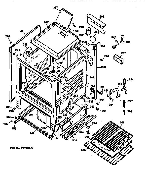 GE JGBS04PEW1WH body parts diagram