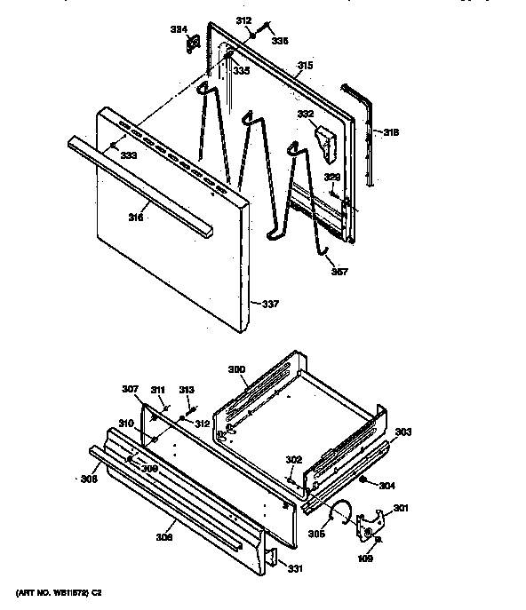 GE JGBS04PEW1WH door & drawer parts diagram