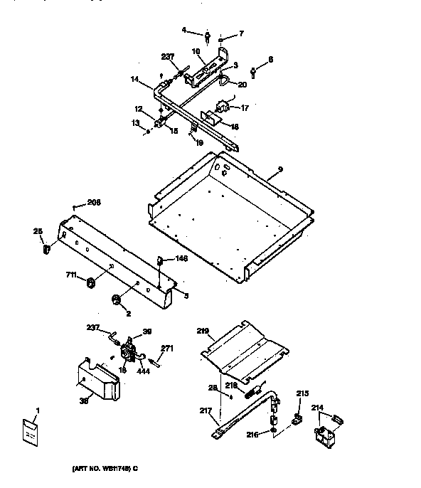 GE JGBS22BEW1WH gas & burner parts diagram