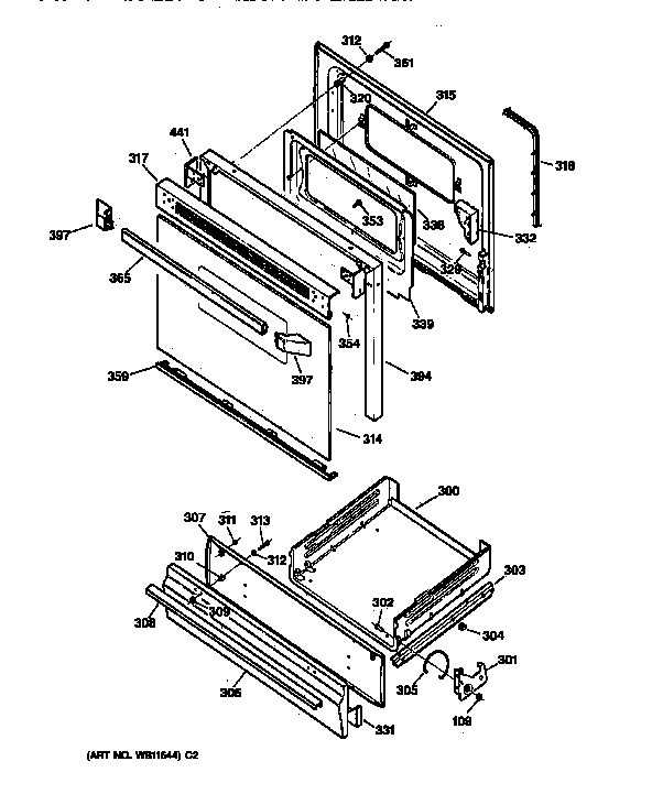 GE JGBS22BEW1WH door & drawer parts diagram