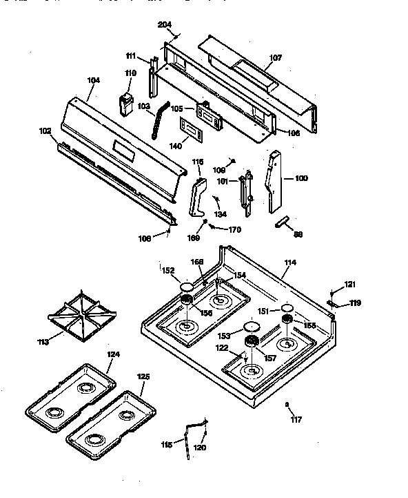 GE JGBS23WEW3WW cooktop diagram