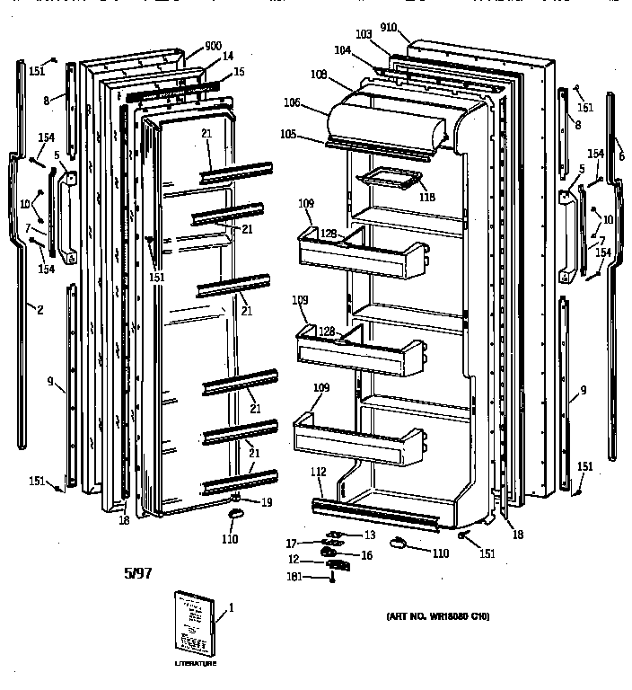 GE TFK20JAXEAA doors diagram