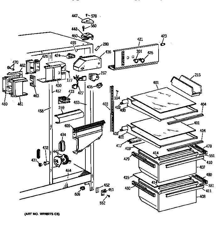 GE TFK20JAXEAA fresh food section diagram