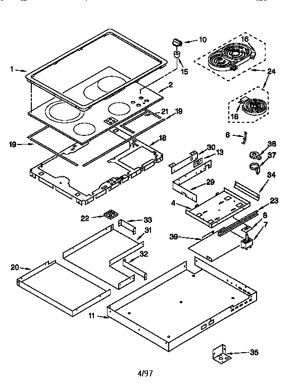 KitchenAid KECC507BWH2 cooktop diagram