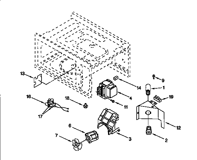 KitchenAid KCMS125EWH0 magnetron and air flow diagram
