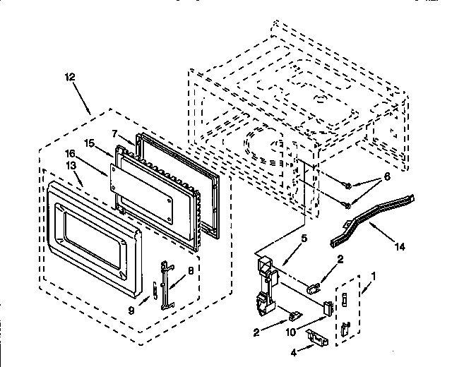 KitchenAid KCMS125EWH0 door and latch diagram