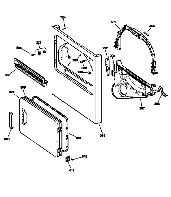 GE DLLR113ET0WB cabinet front diagram