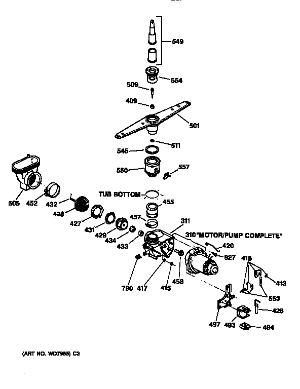 GE GSC720Y03AD motor-pump mechanism diagram