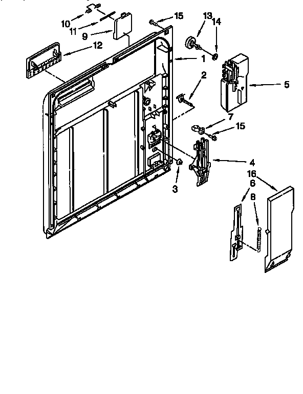 Whirlpool DU935QWDB5 inner door diagram