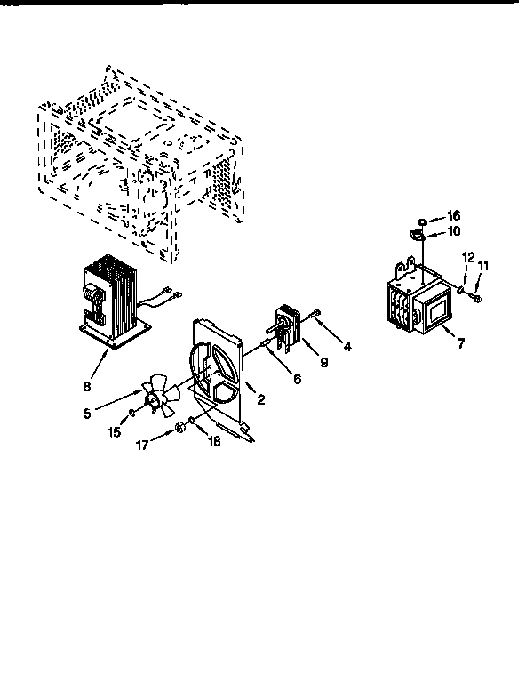 Whirlpool MT8116XEQ1 magnetron and air flow diagram