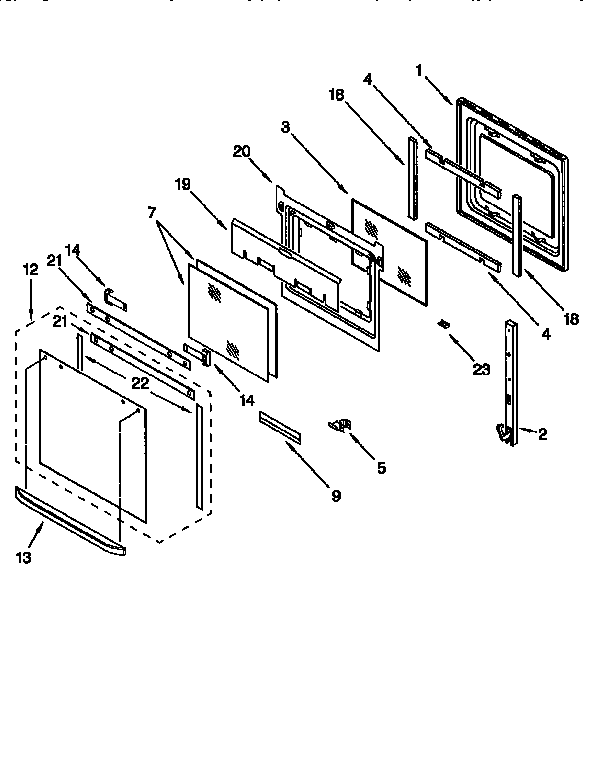 Whirlpool RBS305PDQ4 oven door diagram