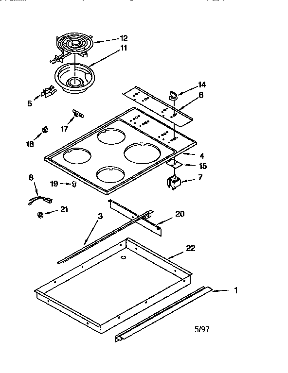 Whirlpool RS676PXEZ0 cooktop diagram