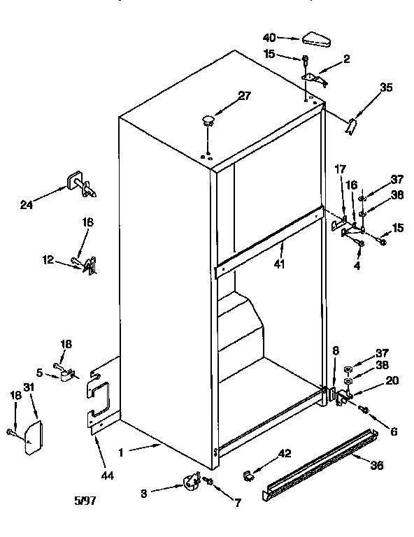 Whirlpool ET19DKXFN01 cabinet diagram