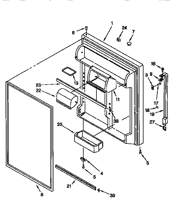Whirlpool ET19DKXFN01 refrigerator door diagram