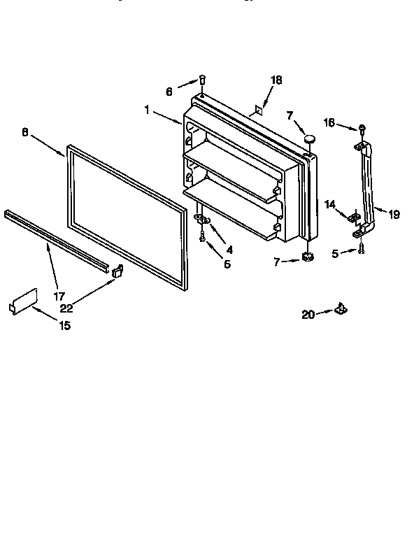 Whirlpool ET19DKXFN01 freezer door diagram