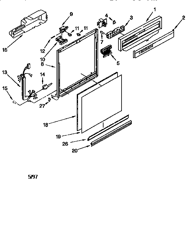 Whirlpool DU925QWDQ5 frame and console diagram