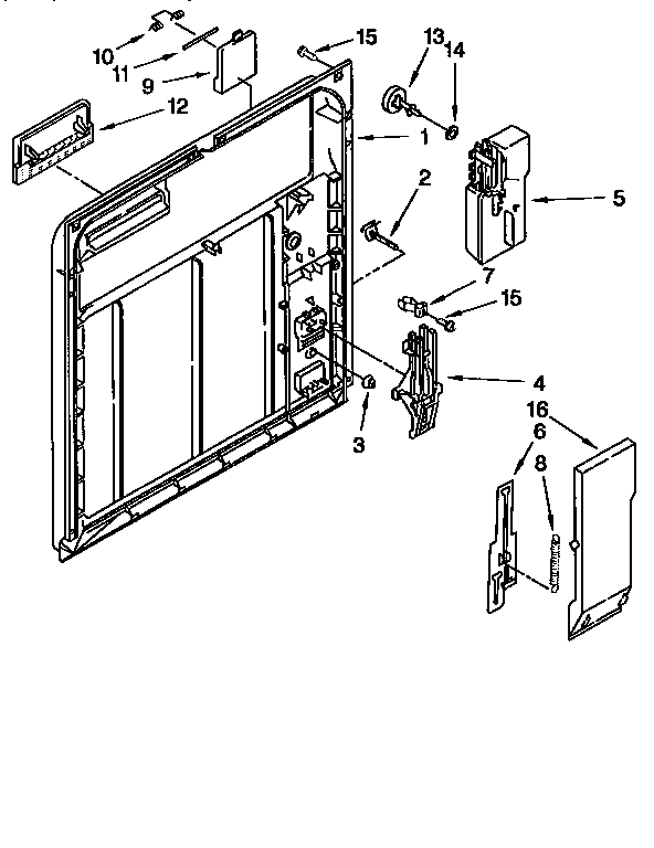 Whirlpool DU925QWDQ5 inner door diagram