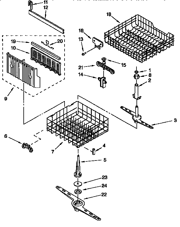 Whirlpool DU925QWDQ5 dishrack diagram