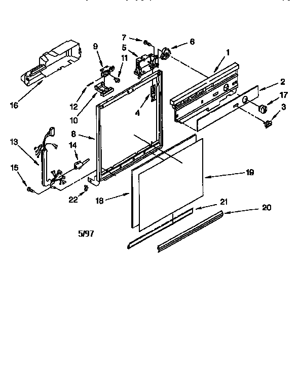 Whirlpool DU810CWDB5 frame and console diagram