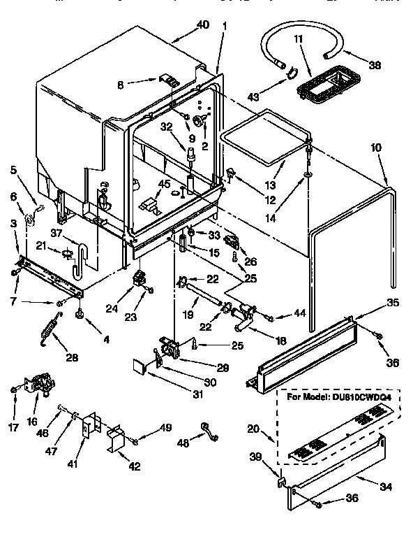 Whirlpool DU810CWDB5 tub assembly diagram