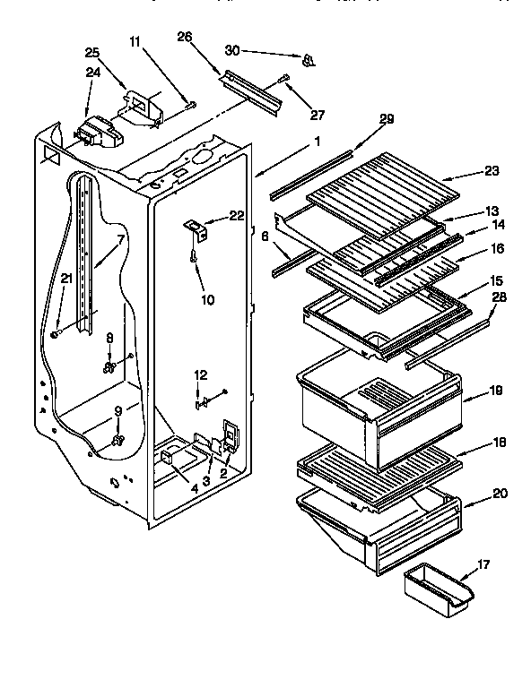 Whirlpool ED20F134RN0 refrigerator liner diagram