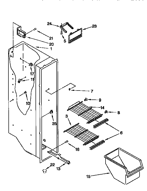 Whirlpool ED20F134RN0 freezer liner diagram