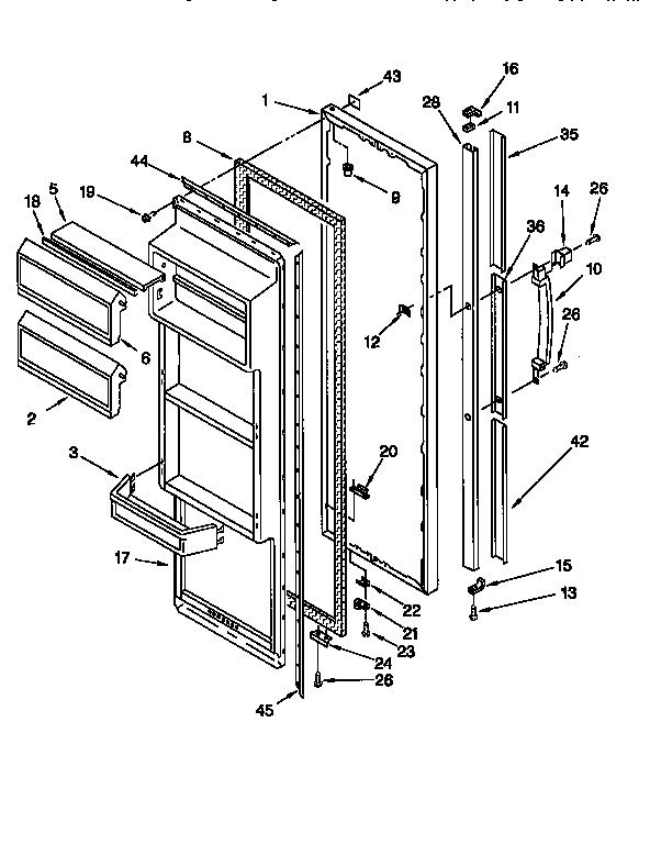 Whirlpool ED20F134RN0 refrigerator door diagram