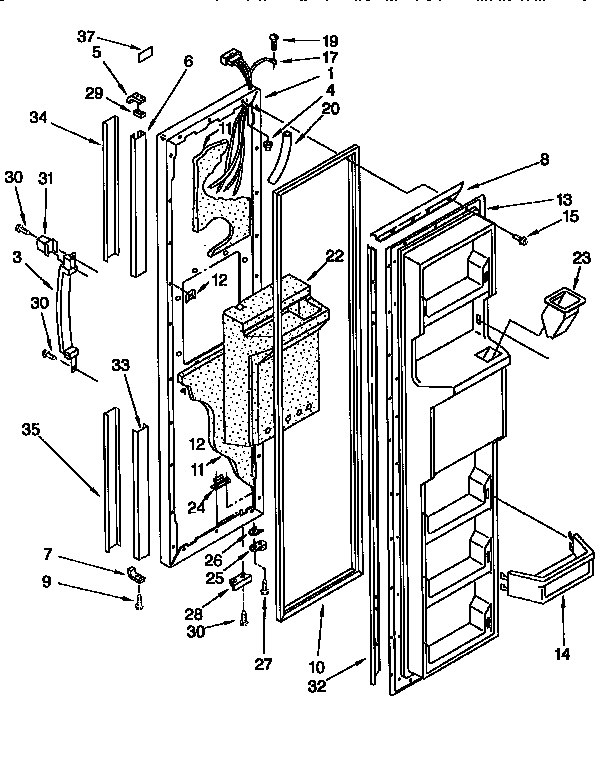 Whirlpool ED20F134RN0 freezer door diagram