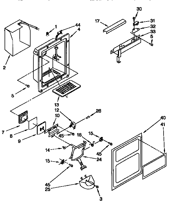 Whirlpool ED20F134RN0 dispenser front diagram