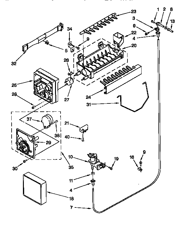 Whirlpool ED20F134RN0 icemaker diagram