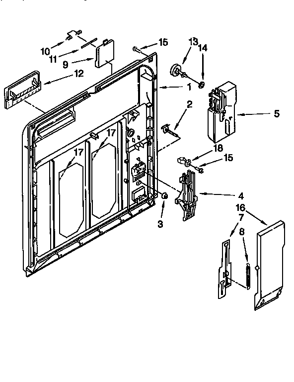 Whirlpool DU980QPDB5 inner door diagram