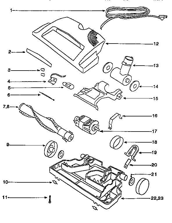 Eureka 6890B nozzle and motor assembly diagram