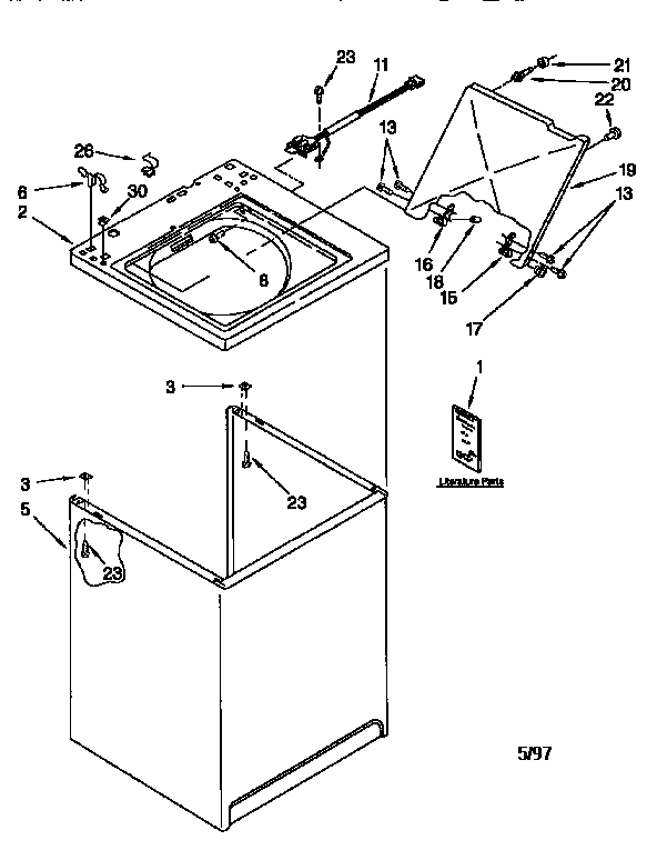 Kenmore 11016502692 top and cabinet diagram