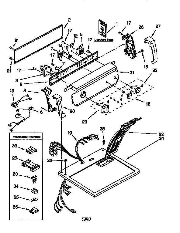 Kenmore 11066712690 top and console diagram