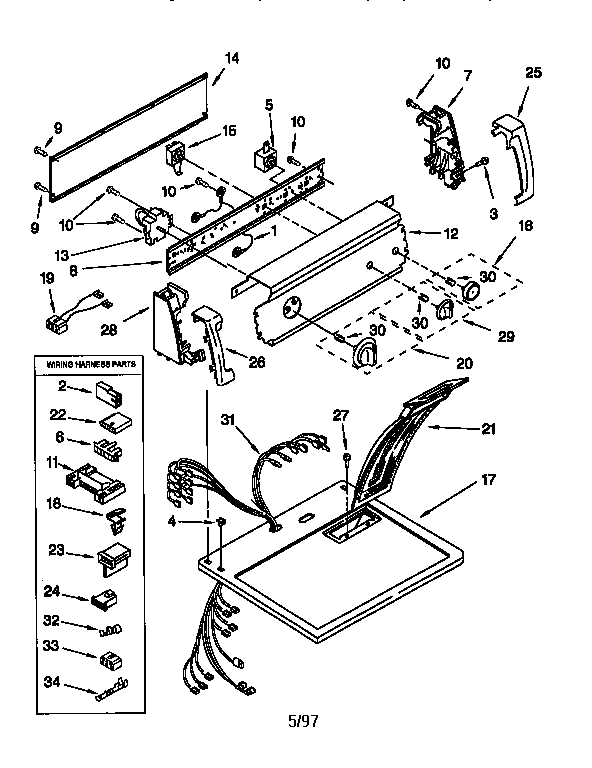 Kenmore 11076514691 top and console diagram