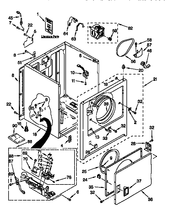 Kenmore 11076514691 cabinet diagram