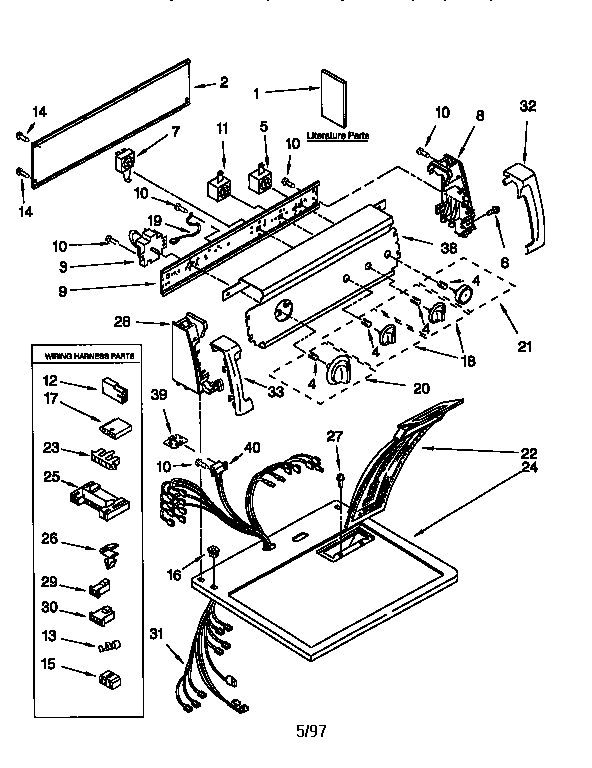 Kenmore 11076812690 top and console diagram