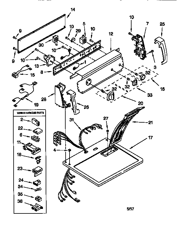 Kenmore 11076611691 top and console diagram