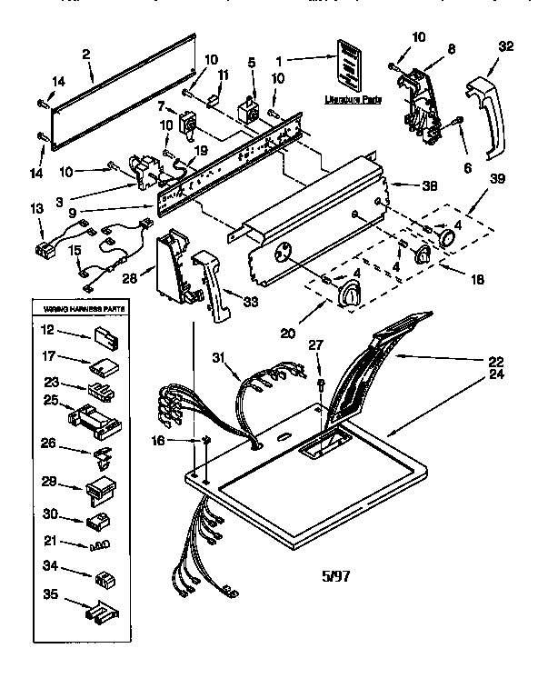 Kenmore 11076712691 top and console diagram