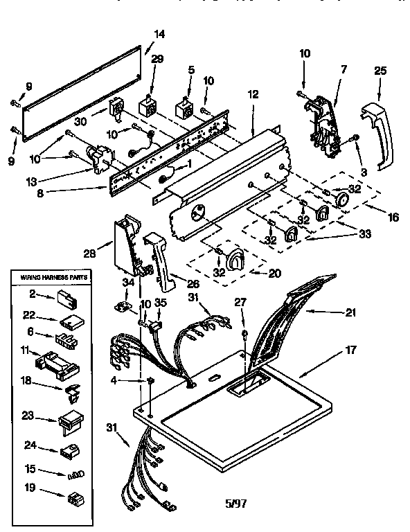 Kenmore 11076854691 top and console diagram