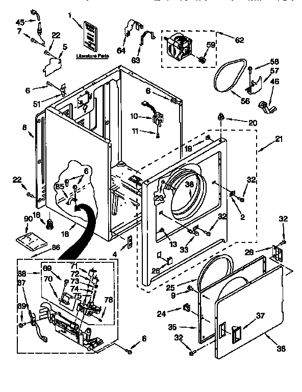 Kenmore 11076854691 cabinet diagram