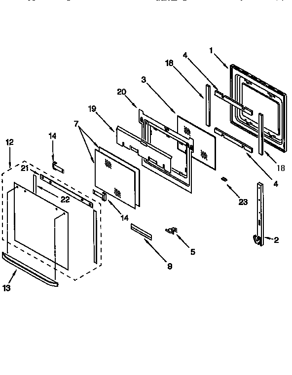 Whirlpool RBS248PDQ4 oven door diagram