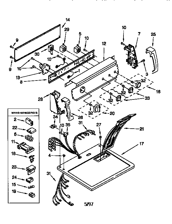 Kenmore 11076854690 top and console diagram