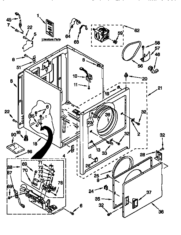 Kenmore 11076854690 cabinet diagram