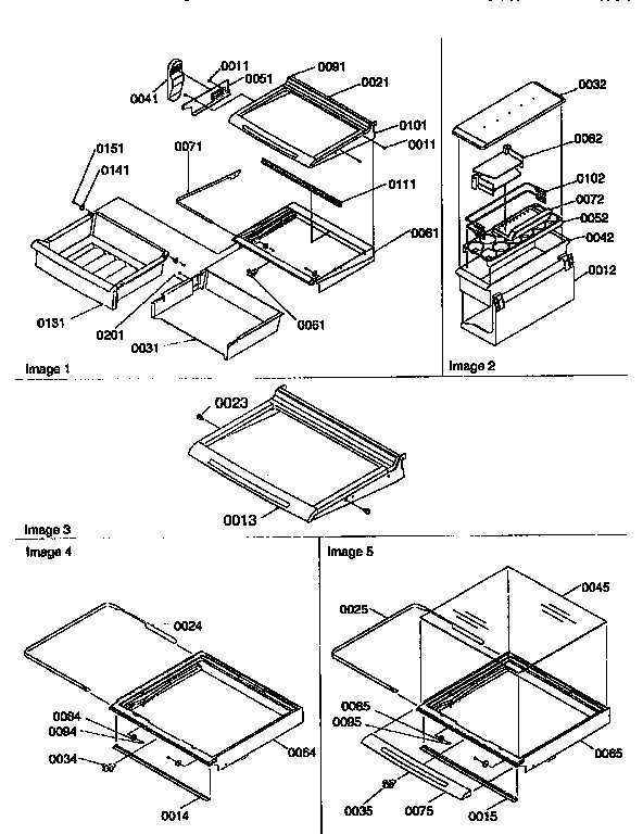 Amana 57085-P1190813WE deli,shelf,&crisper assemblies diagram